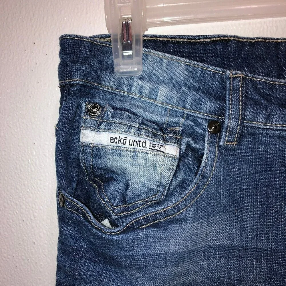 Ecko Unltd Mens Size 32 x 29.5  Medium Wash Faded Pockets Skinny Denim Jeans
